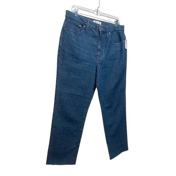 Madewell Perfect Vintage Jeans Womens 31 Dark Wash Straight High Rise Raw Hem - Picture 14 of 16